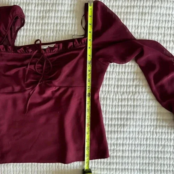 TOP SHOP WOMENS BURGUNdY AND RED BLOUSE SIZE 6🩷 - Picture 5 of 8